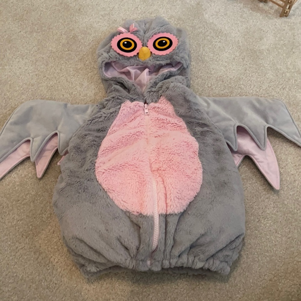 Gray and Pink Owl Kids One Piece